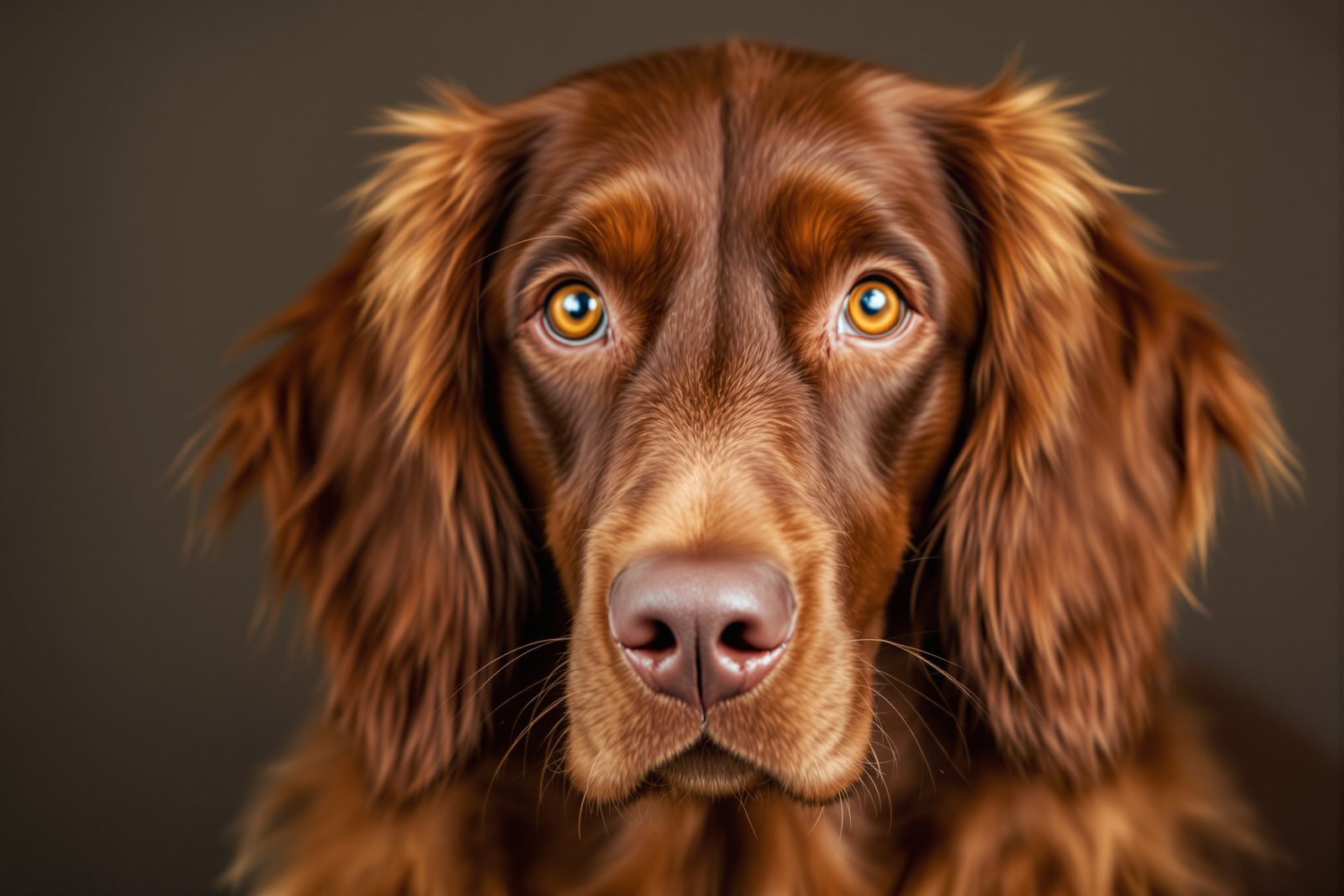 Close-up portrait of a gentle Irish Setter